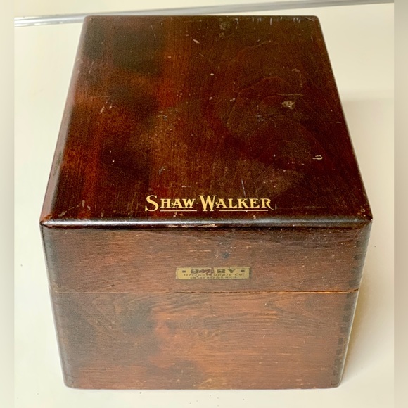 Early 20th Century Vintage SHAW WALKER Antique Hardwood Hinged File Box - Picture 7 of 15